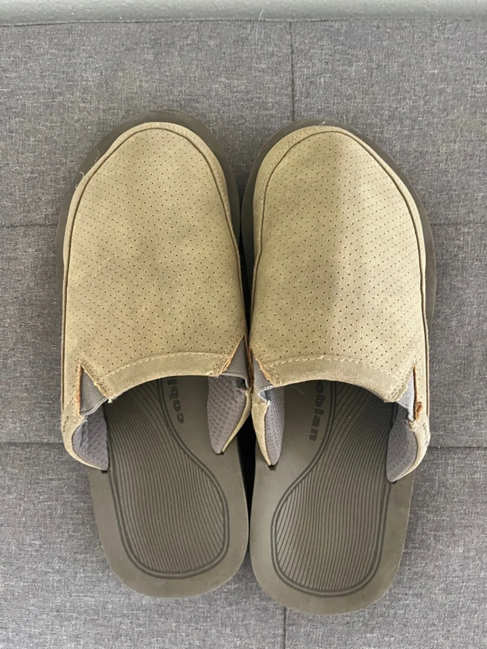 Cobian Men’s Slip-On Loafers in Beige and Olive